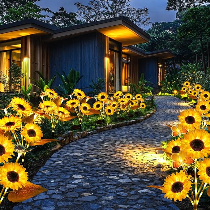 Solar-Sonnenblumenleuchte für Garten und Terrasse
