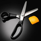 Serrated Scissors with Toothed Blade for Fabric and Crafting
