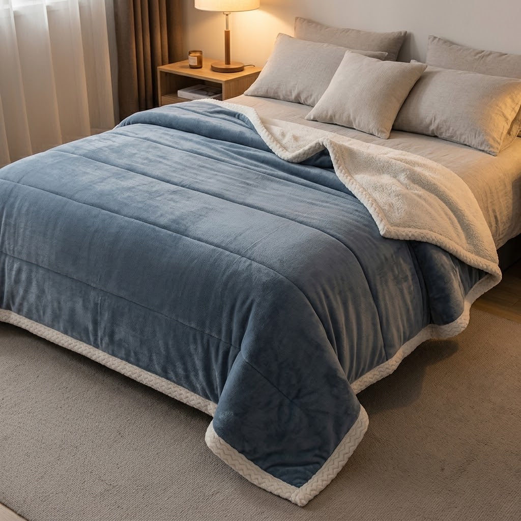 Double-layer cozy blanket - milk fleece with sherpa backing, 120 × 200 to 200 × 230 cm