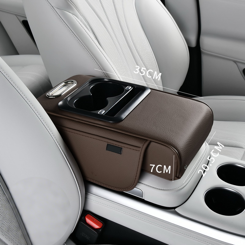 Car Center Armrest with USB Charging – Cup Holder & Storage