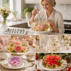 Gelatine-Blumen-Set mit Spritze und 10 Blütenformen aus Edelstahl