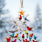 Hummingbird Christmas ornaments, set of 5, 8 cm, shimmering and multicolored