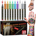 Temporäre Tattoo-Marker Set – 10 Farben mit Pinselspitze -   Mivoza Deutschland
