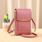 Cell phone case shoulder bag with touchscreen window