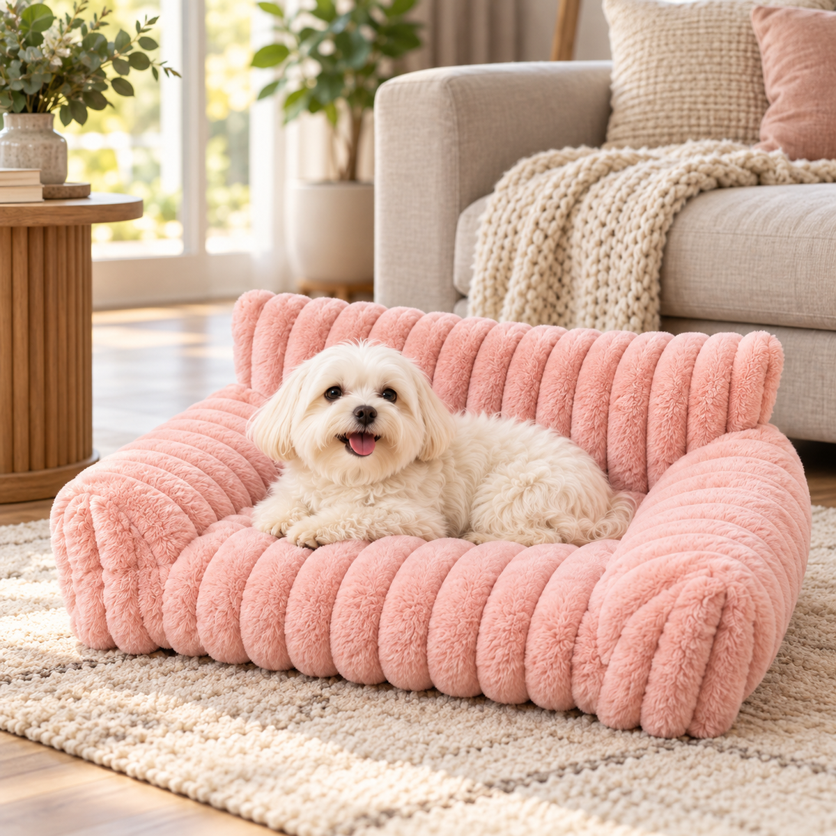Plush pet bed in sofa design – Cozy retreat for cats & dogs
