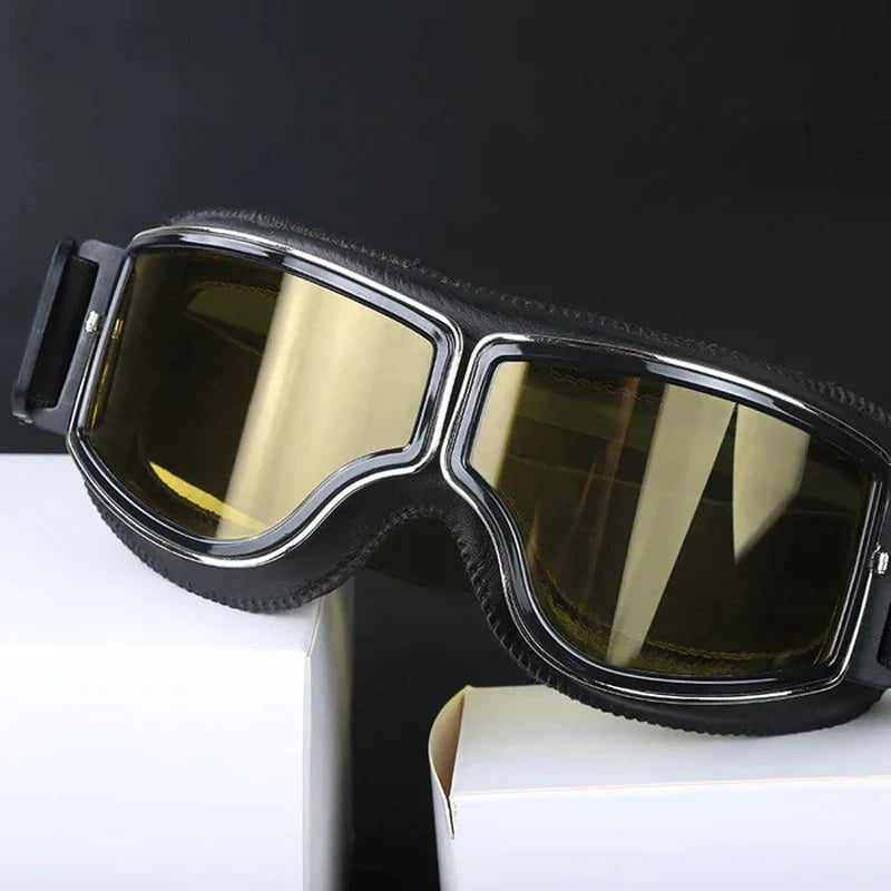 Motorradbrille Vintage-Stil mit verstellbarem Gummiband