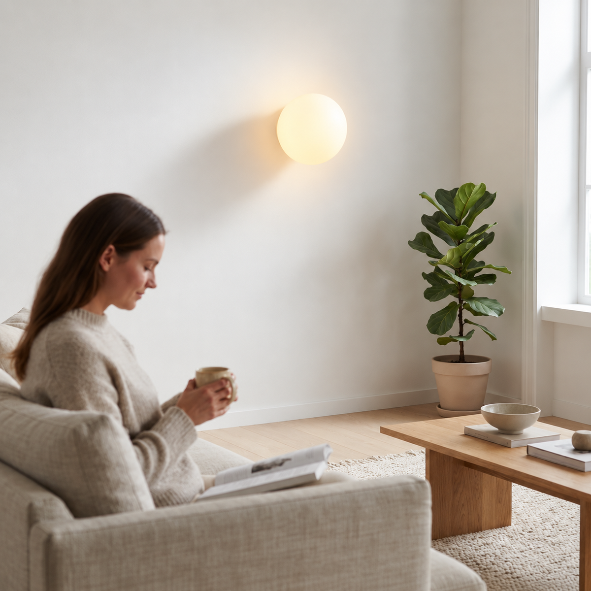 Round glass wall light with G9 socket, milky white - Ø 12/15/18 cm