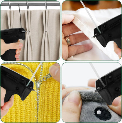 Labeling device for clothing with threads