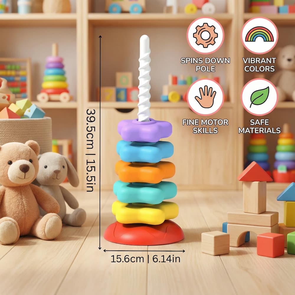 Stapelspielzeug mit Spiralturm – Buntes Lernspielzeug