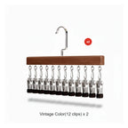 Wooden Hangers with Stainless Steel Clips – Hang More, Take Up Less Space - Set of 2