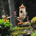 Kolibri-Futterhaus Holz mit Naturmotiv – 13 cm hoch, wetterfest