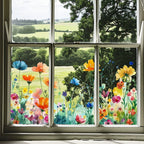 Fensteraufkleber mit Blumen- und Schmetterlingmotiven