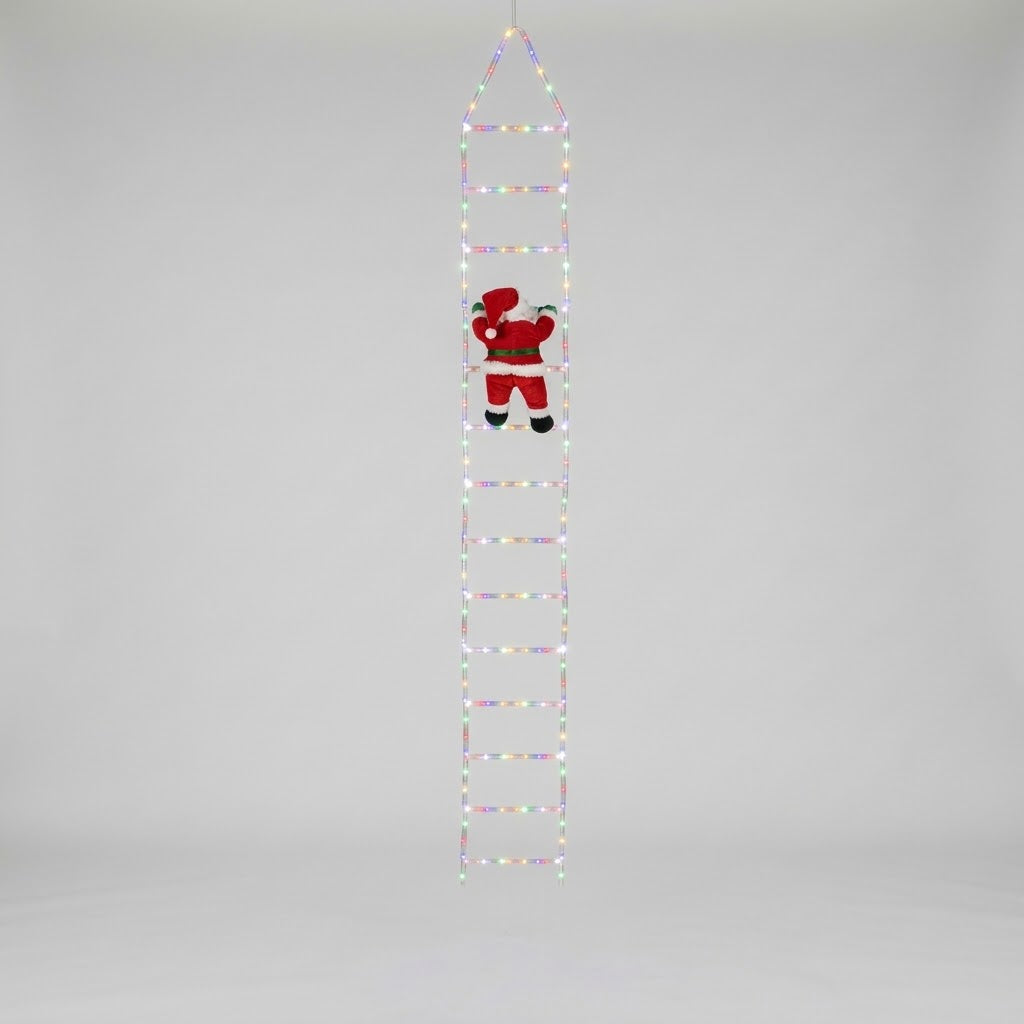 Kletternder Weihnachtsmann mit LED-Leiter, 2,4 m, IP67, mit Fernbedienung