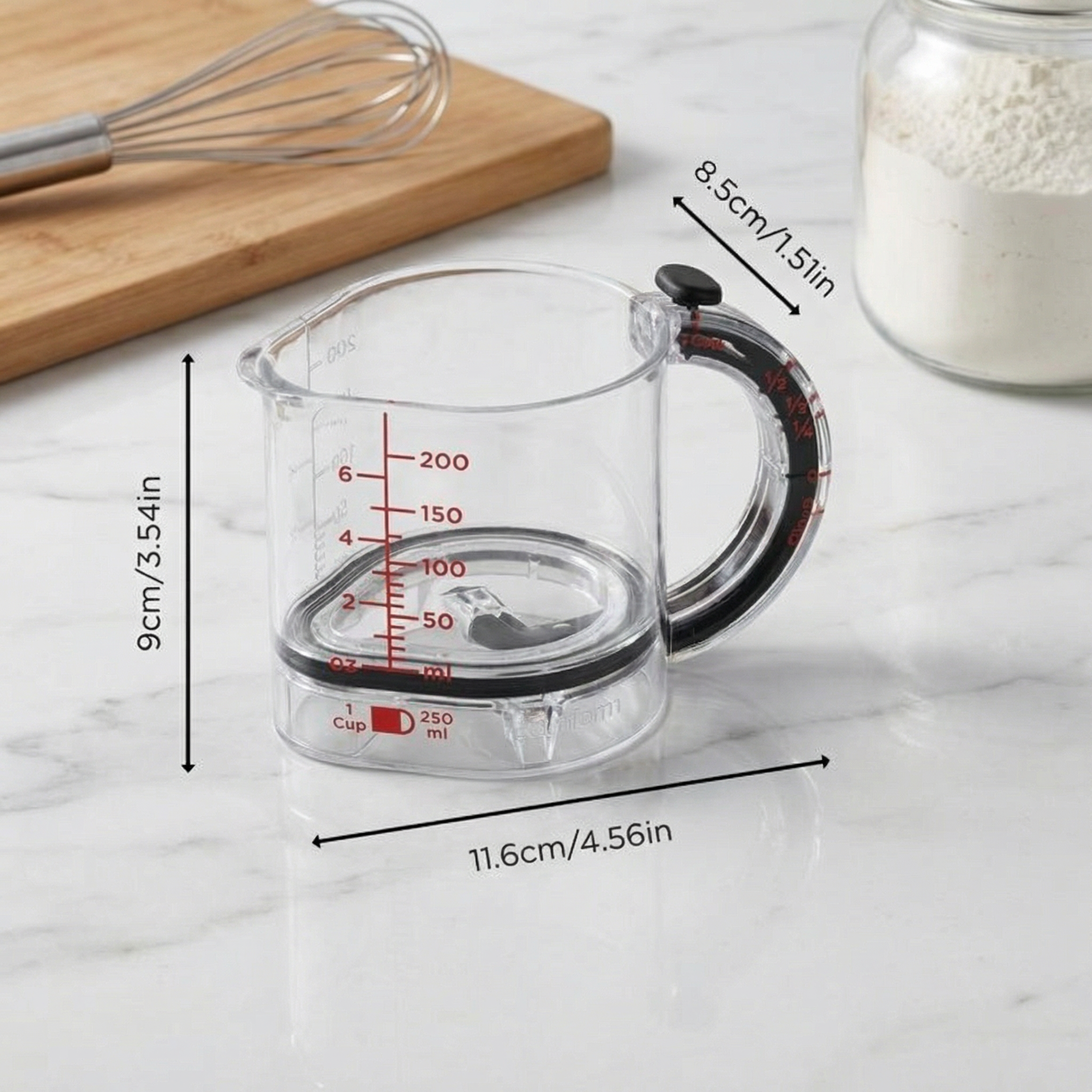Messbecher mit verstellbarem Messsystem