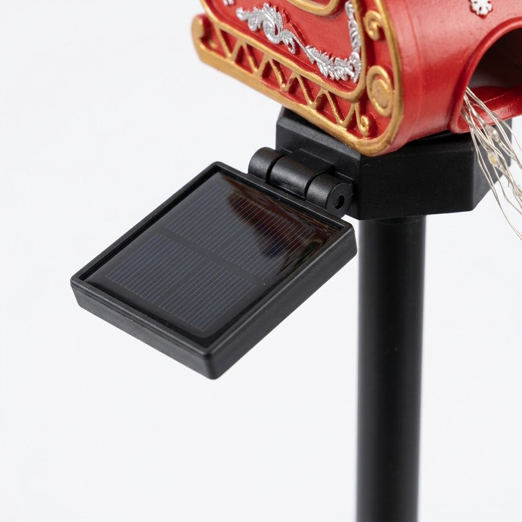 Solar-Gartenstecker Weihnachtsmann im Schlitten oder Rentier – mit funkelndem LED-Lichterschweif