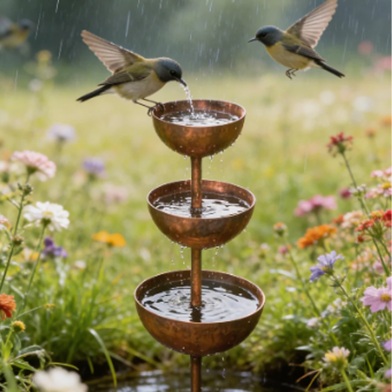3-tier bird feeder station made of iron – stable with ground spike