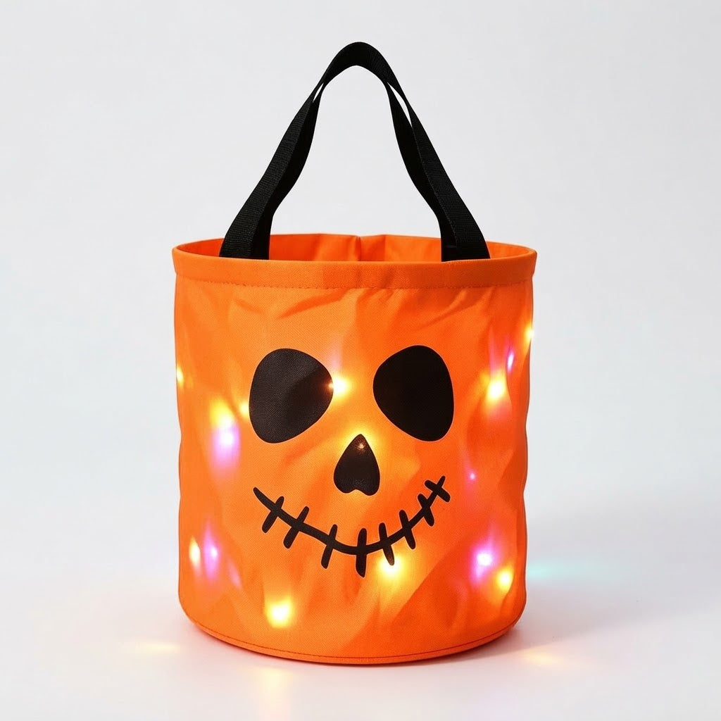 LED-Kürbiskorb für Halloween mit Griff