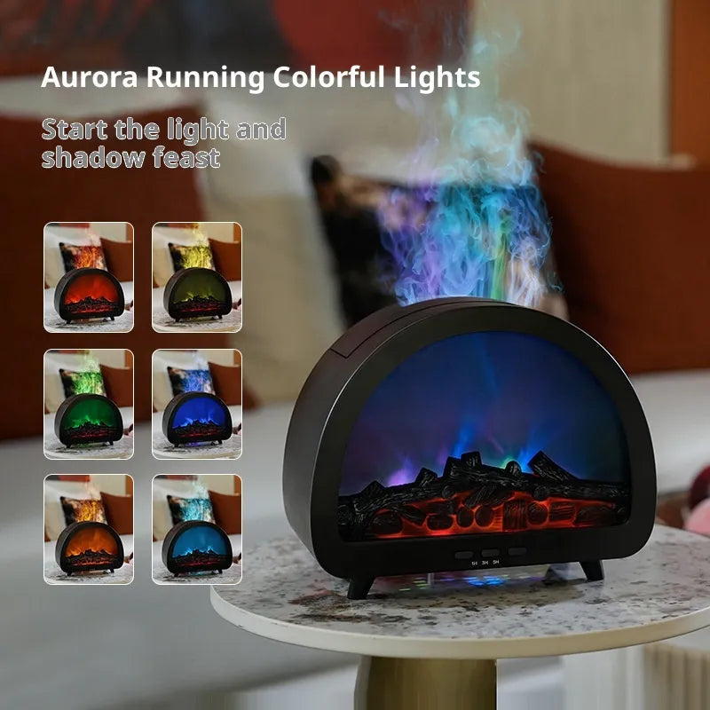 LED fireplace humidifier with remote control and flame light