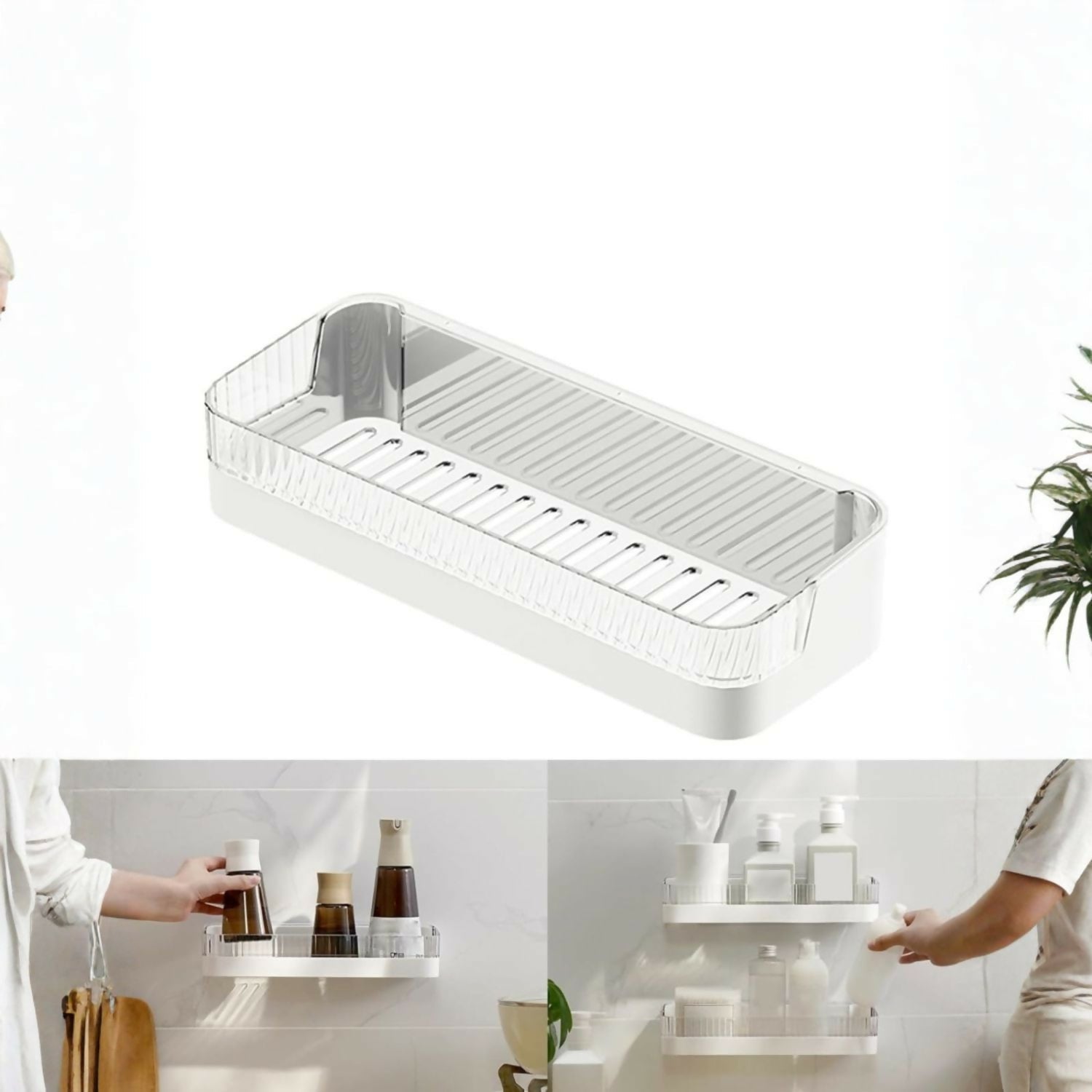 Drill-free shelf with drain – plastic wall shelf