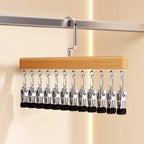 Wooden Hangers with Stainless Steel Clips – Hang More, Take Up Less Space - Set of 2