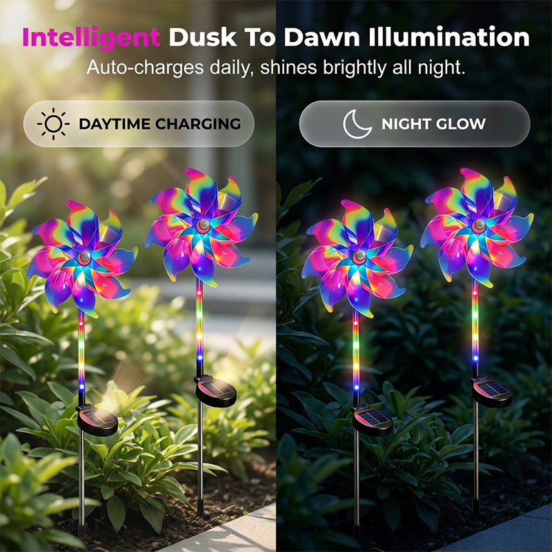 Solar garden windmill with LED lighting – Colorful windmill