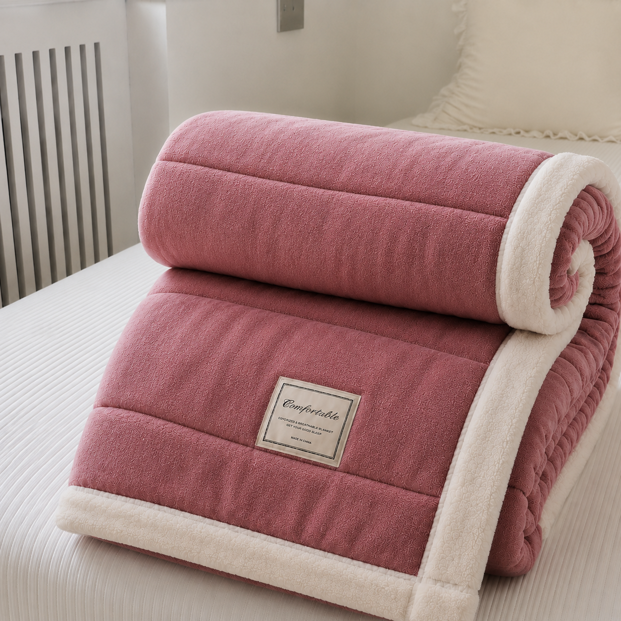 Kuscheldecke Flanell mit Lammwoll-Rückseite