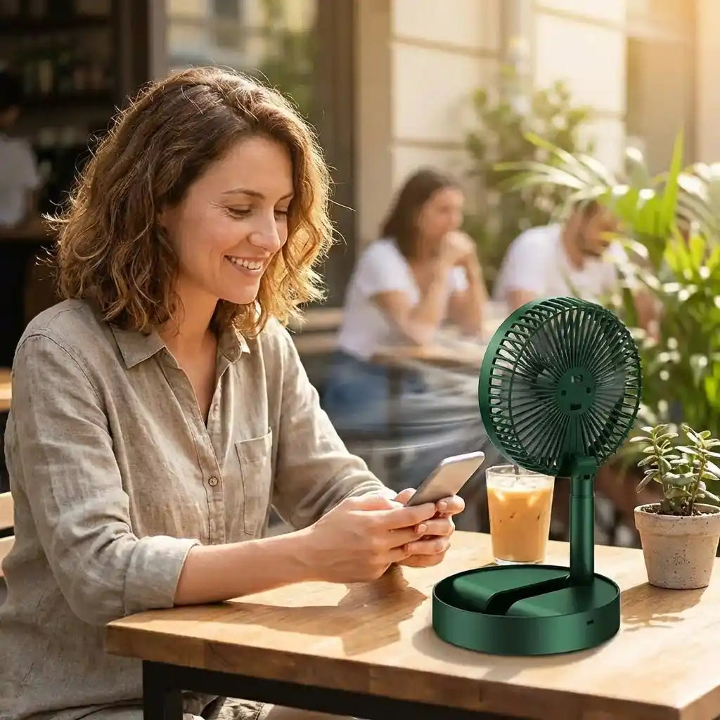Tischventilator ausziehbar mit Handy-Halterung