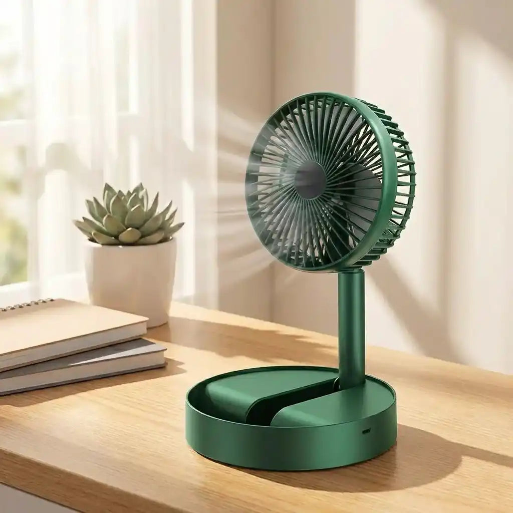 Extendable table fan with phone holder