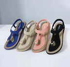Toe separator sandals with elastic strap