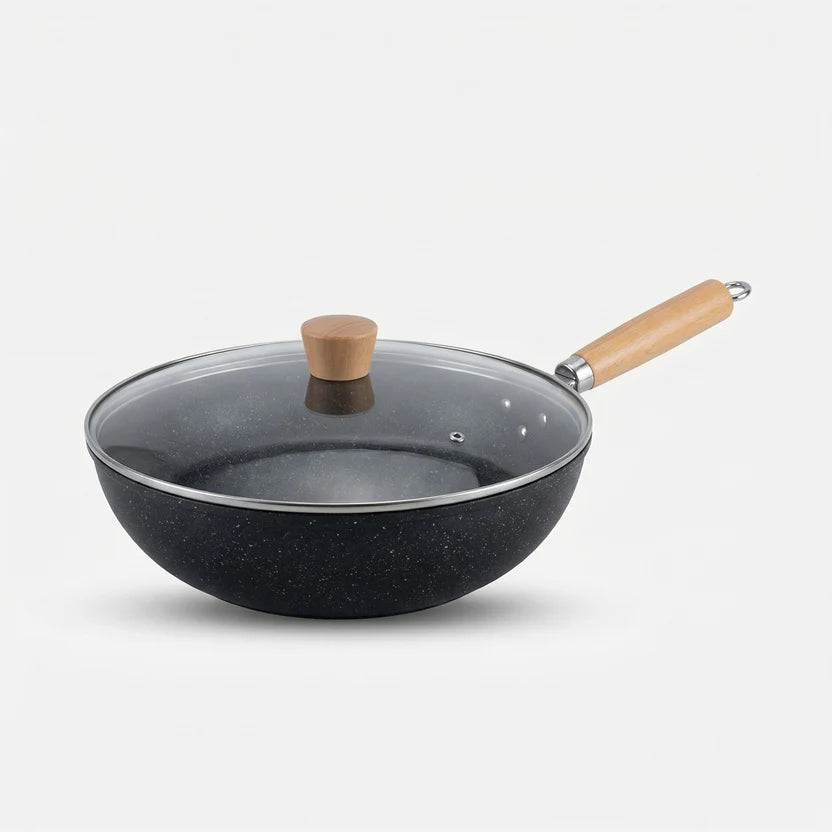 Wok mit Keramik-Antihaftbeschichtung und Glasdeckel