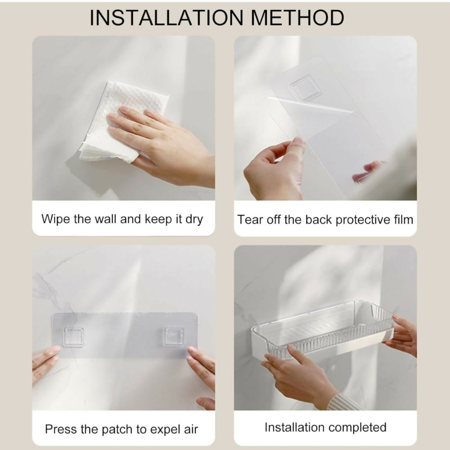 Drill-free shelf with drain – plastic wall shelf