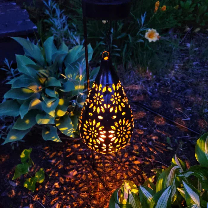 Solar-Gartenlaterne Tropfenform mit Schmetterling-Wandhaken