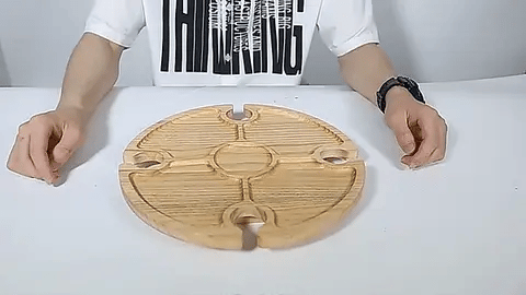 Foldable Wooden Picnic Table with Wine Glass Holders & Bottle Holder