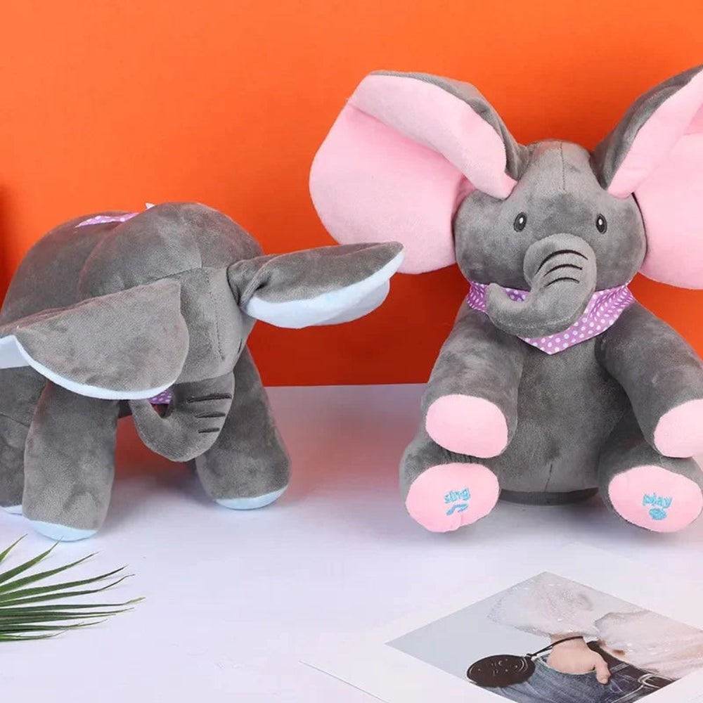 Interactive elephant toy with music and movable ears