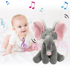 Interactive elephant toy with music and movable ears