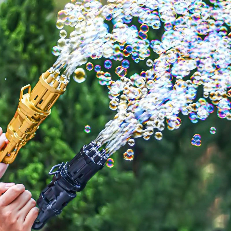 Automatic bubble machine with pistol grip