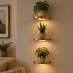 LED-Wandregal schwebend mit Goldfinish