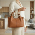 Soft Leather Hobo Bag with Multiple Compartments