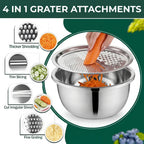 Stainless Steel Bowl Set with Grater and Sieve – 3 in 1