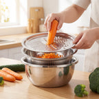 Stainless Steel Bowl Set with Grater and Sieve – 3 in 1