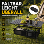Klappbarer Campingtisch mit Rollup-Tischplatte