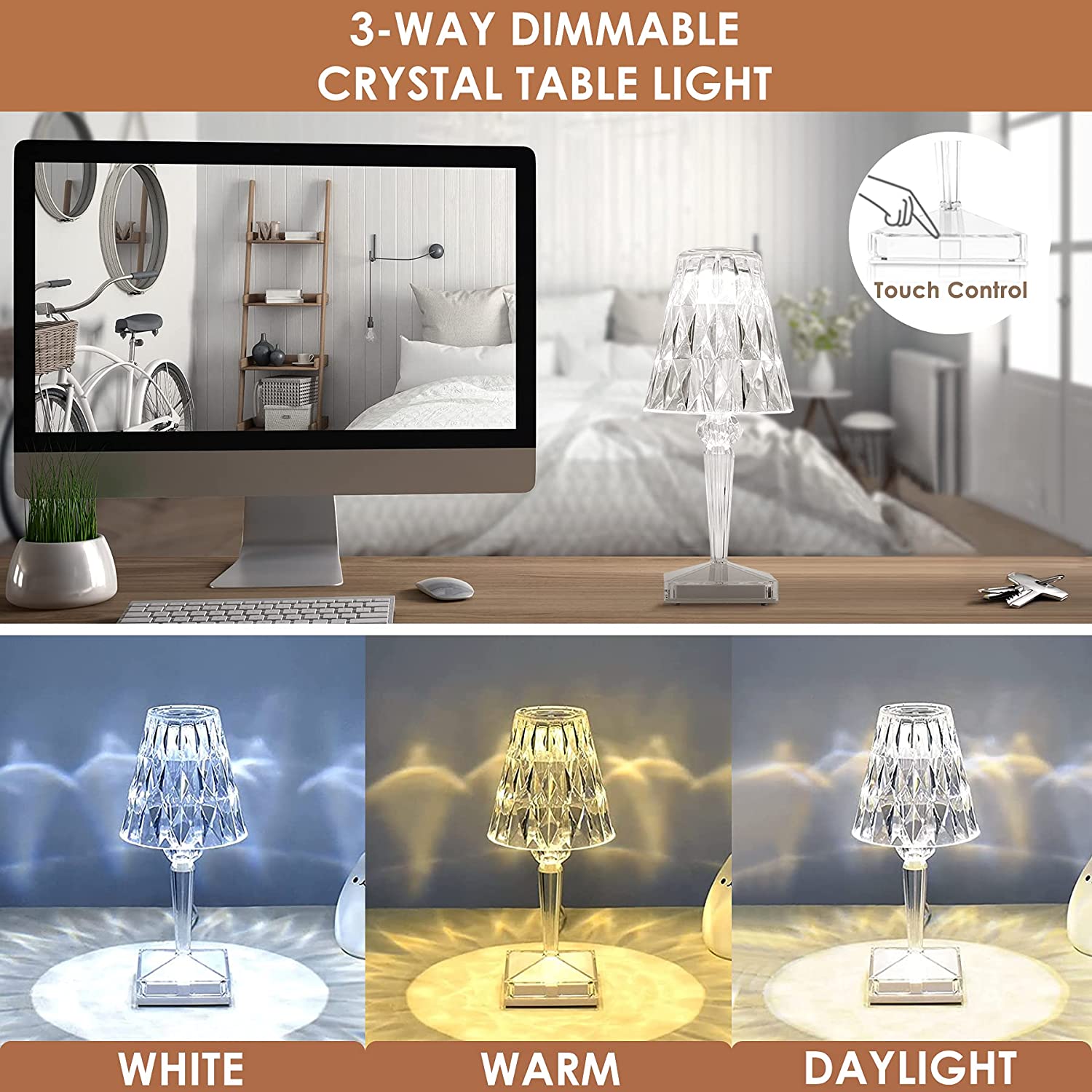 LED Kristall Tischlampe -   Mivoza Deutschland
