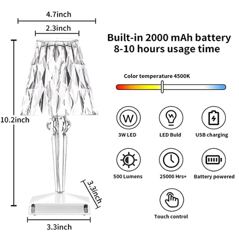 LED Kristall Tischlampe -   Mivoza Deutschland