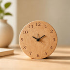 Beech Wood Alarm Clock — Silent Movement, Gentle Alarm, Minimalist Design