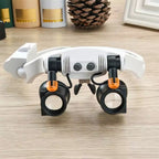 Headband magnifying glasses with LED lighting and 4 magnification levels