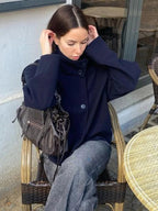 Warm quilted jacket with stand-up collar for autumn and winter