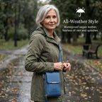 Crossbody bag with touchscreen window