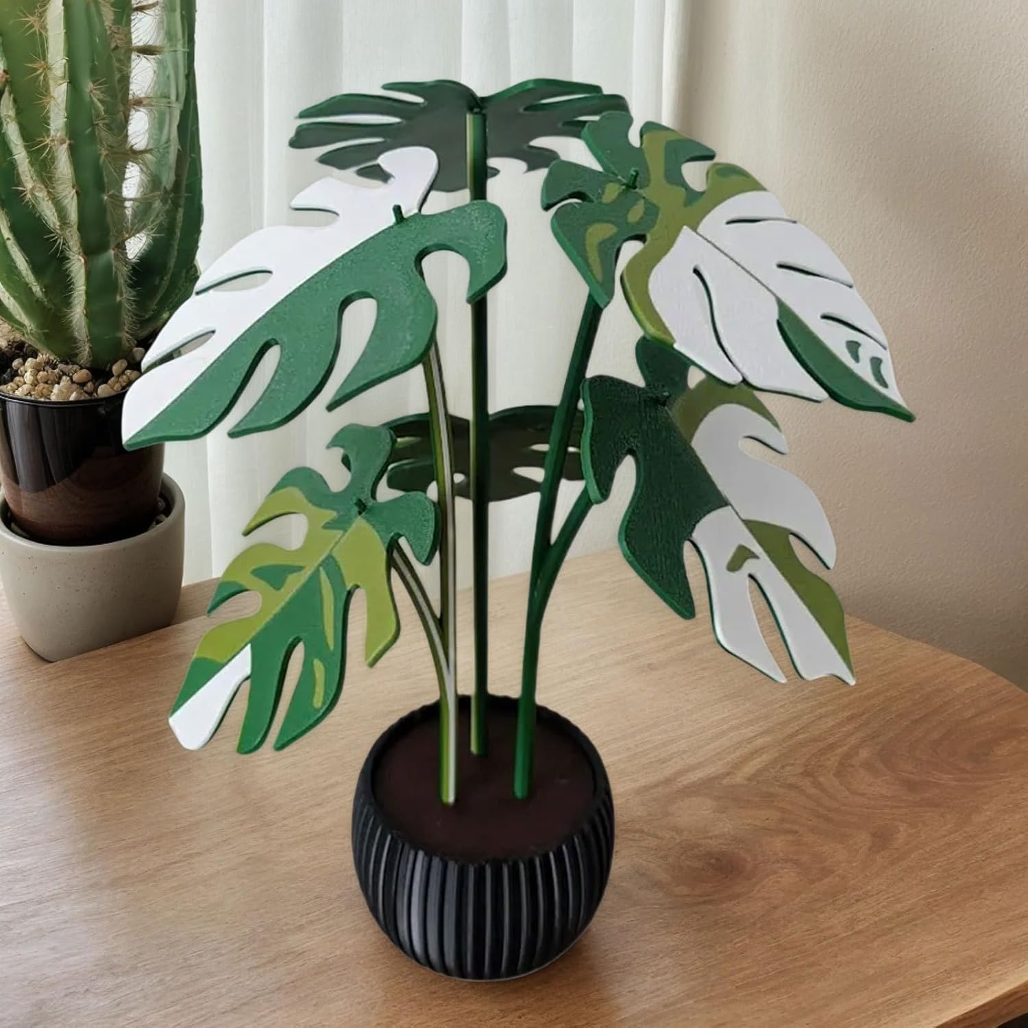 Coaster with Monstera Artificial Plant – Surface Protection with Decorative Accent