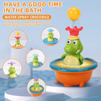 Crocodile Bath Toy with LED Light and Water Fountain