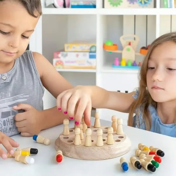 Wood Memory Game with Color Pegs & Dice – From 3 Years Old